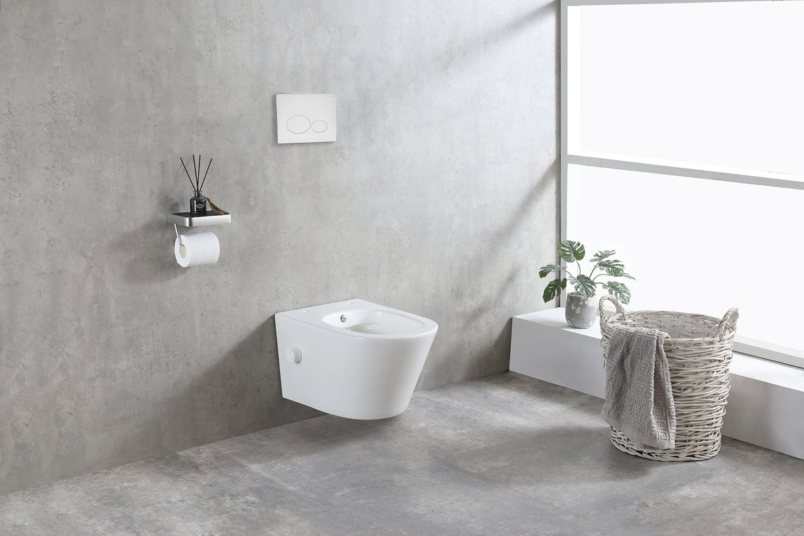 Wiesbaden Vesta wandcloset rimless met bidetkraan koud water Mat wit - detailfoto