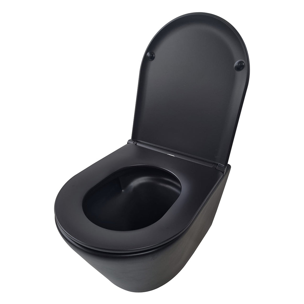 Wiesbaden Vesta Tornado flush wandcloset rimless met Flatline toiletzitting softclose en quick release Mat zwart - productfoto