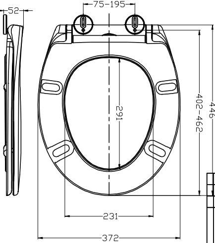 Wiesbaden Ultimo 3.0 toiletzitting Mat wit - technische tekening