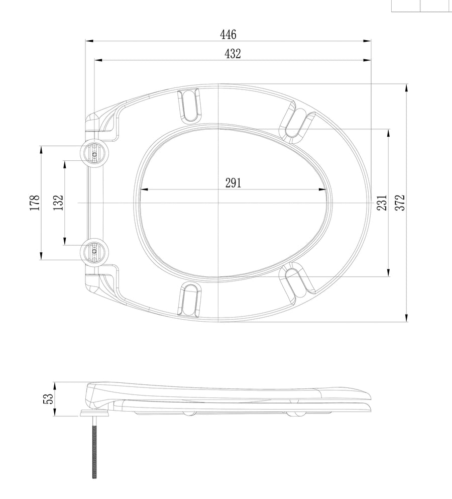 Xellanz Neptunus 2.0 toiletzitting glans wit - technische tekening