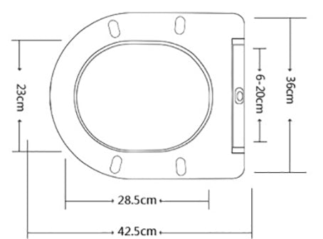 Xellanz Nibiru toiletzitting softclose en quick release glans wit - technische tekening