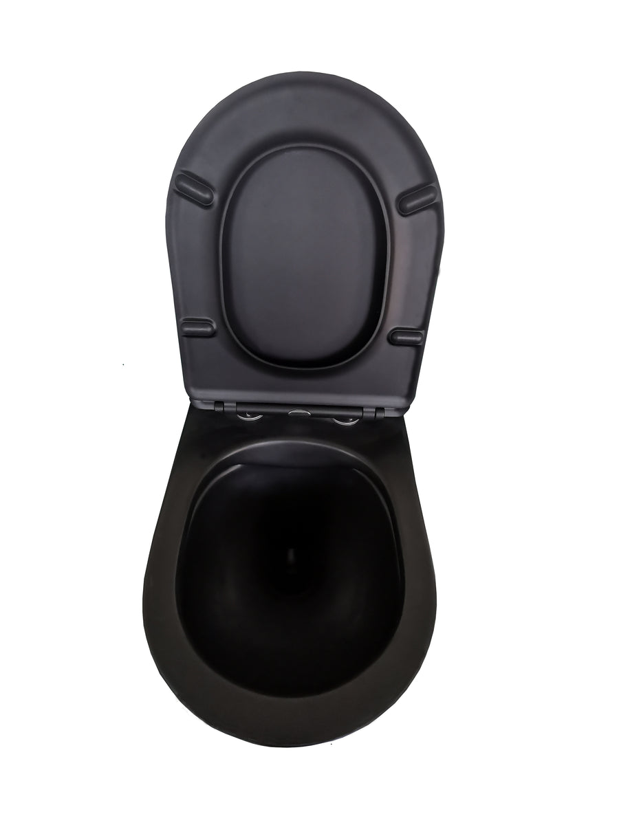 Xellanz Nibiru rimless wandcloset met toiletzitting softclose en quick release mat zwart - productfoto