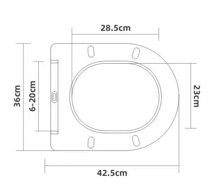 Xellanz Nibiru toiletzitting softclose en quick release mat wit - technische tekening