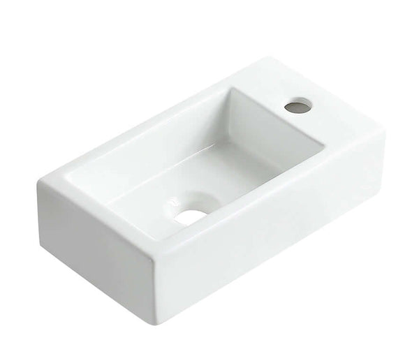 Rhea M Fontein Wiesbaden 40X22 avec trou de robinet à droite en blanc brillant