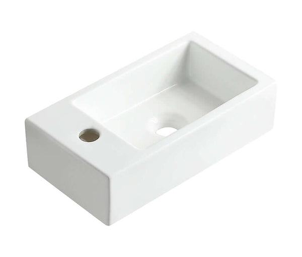 Wiesbaden Rhea M 40x22 cm Fontein Glanzend Wit met Kraangat Links