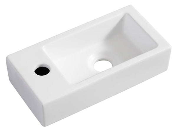 Rhea S mini fontaine gauche 36,5 x 18 x 9 cm céramique mat blanc