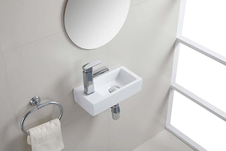 Mini-Rhea Fontein Wiesbaden Links 36X18X9 Cm in Mat Wit