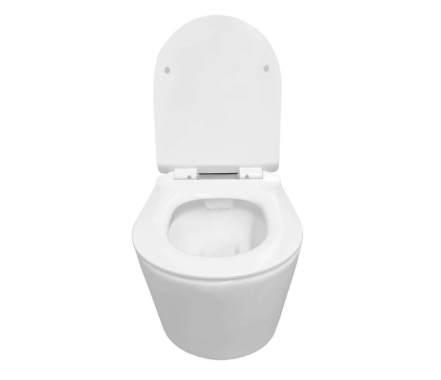 Sity randloos wandtoilet Wiesbaden met glanzend witte soft-close toiletbril en snelsluiting