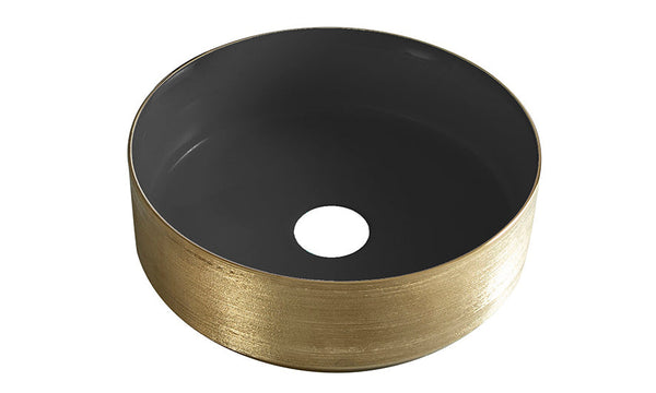 Mondri waskom rond 36 x 36 x 12 cm noir mat/or brossé