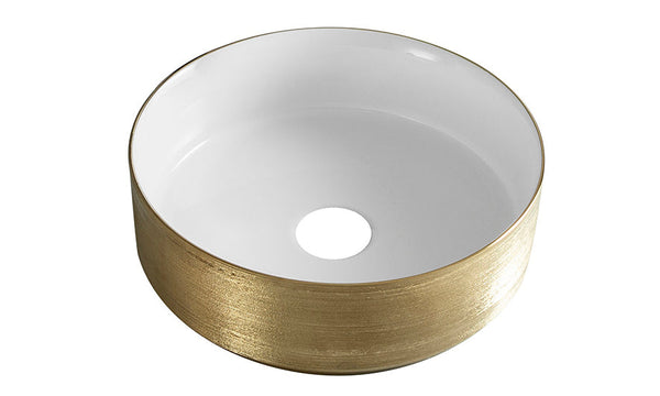 Mondri waskom rond 36 x 36 x 12 cm blanc brillant/or brossé
