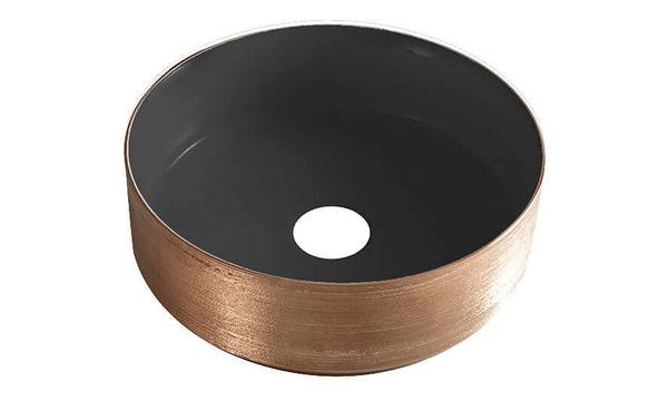 Mondri Lavabo Wiesbaden 36x36 cm Rond Brossé Bronze Cuivre / Mat Noir