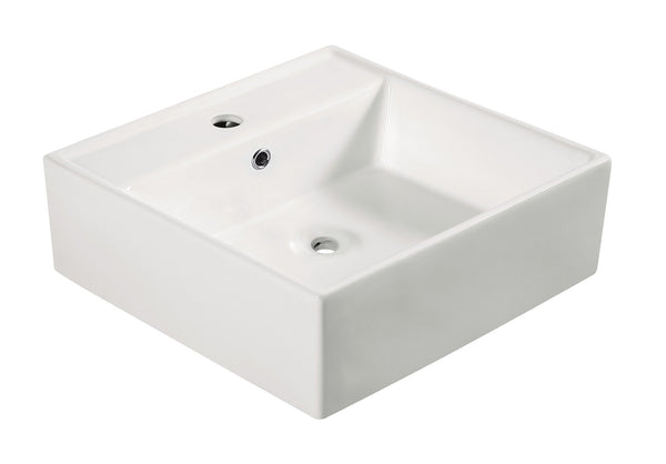 Larx bassine carrée 46 x 46 x 16,5 cm céramique brillant blanc