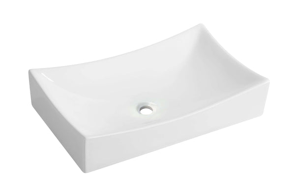 Vasque à poser en céramique Slide 65x39,5 cm sans trop-plein, blanc, Wiesbaden