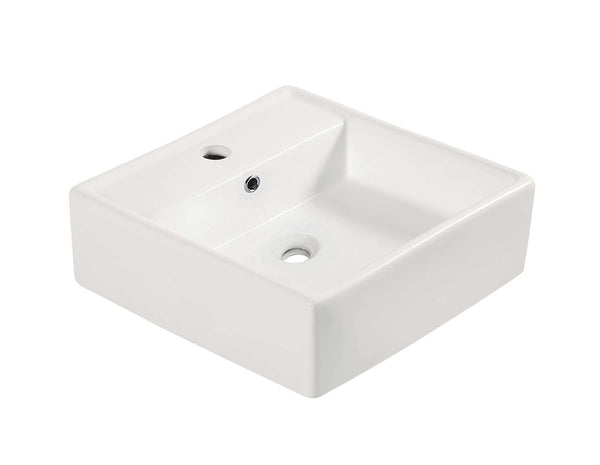 Larx Lavabo Carré en Céramique Wiesbaden 38X38X13Cm (Avec Trou pour Robinet)