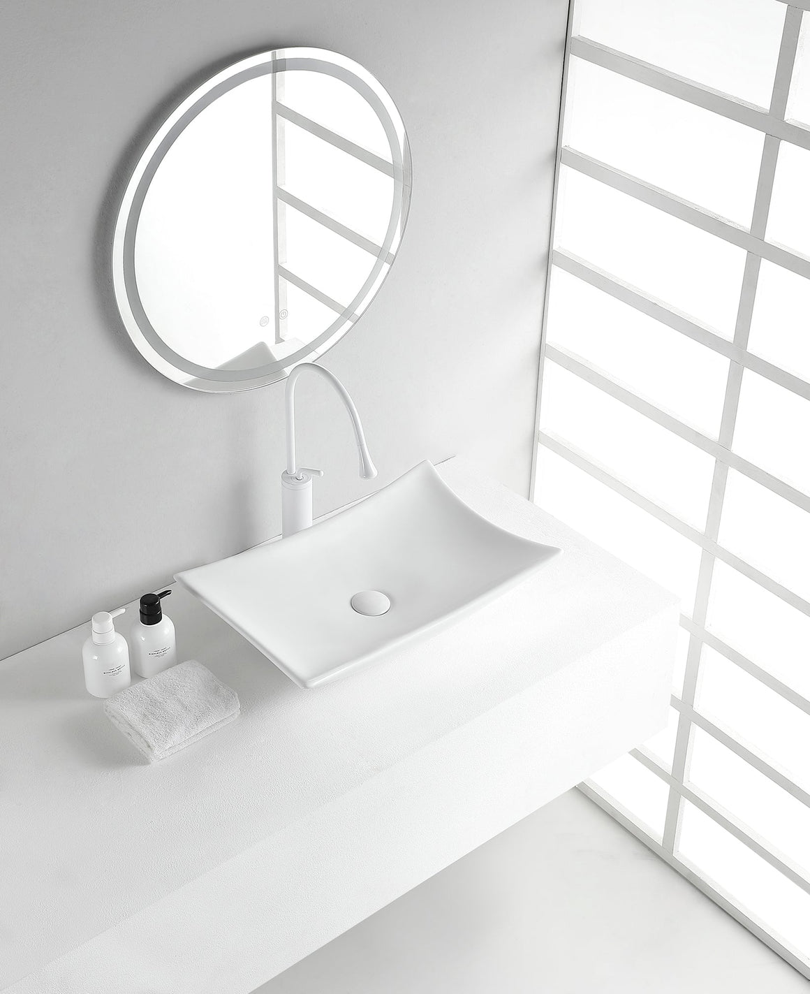 Scala waskom rechthoekig 56 x 37 x 10,5 cm keramiek glans wit
