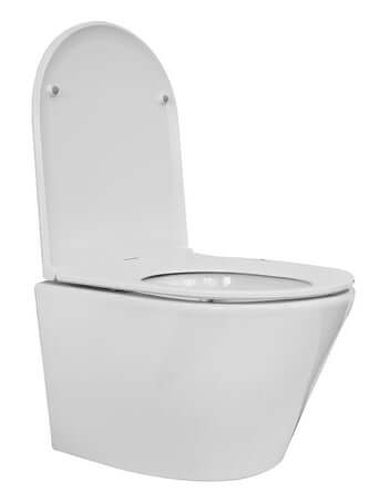 Vesta Junior Diepspoelrandloos wandtoilet met Flatline-zitting in wit voor moderne badkamers.