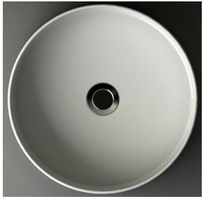 Ronde Wastafel van Wiesbaden met een diameter van 40 cm in wit, gemaakt van keramisch materiaal.