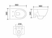 Technische tekening Xellanz Metro wandcloset