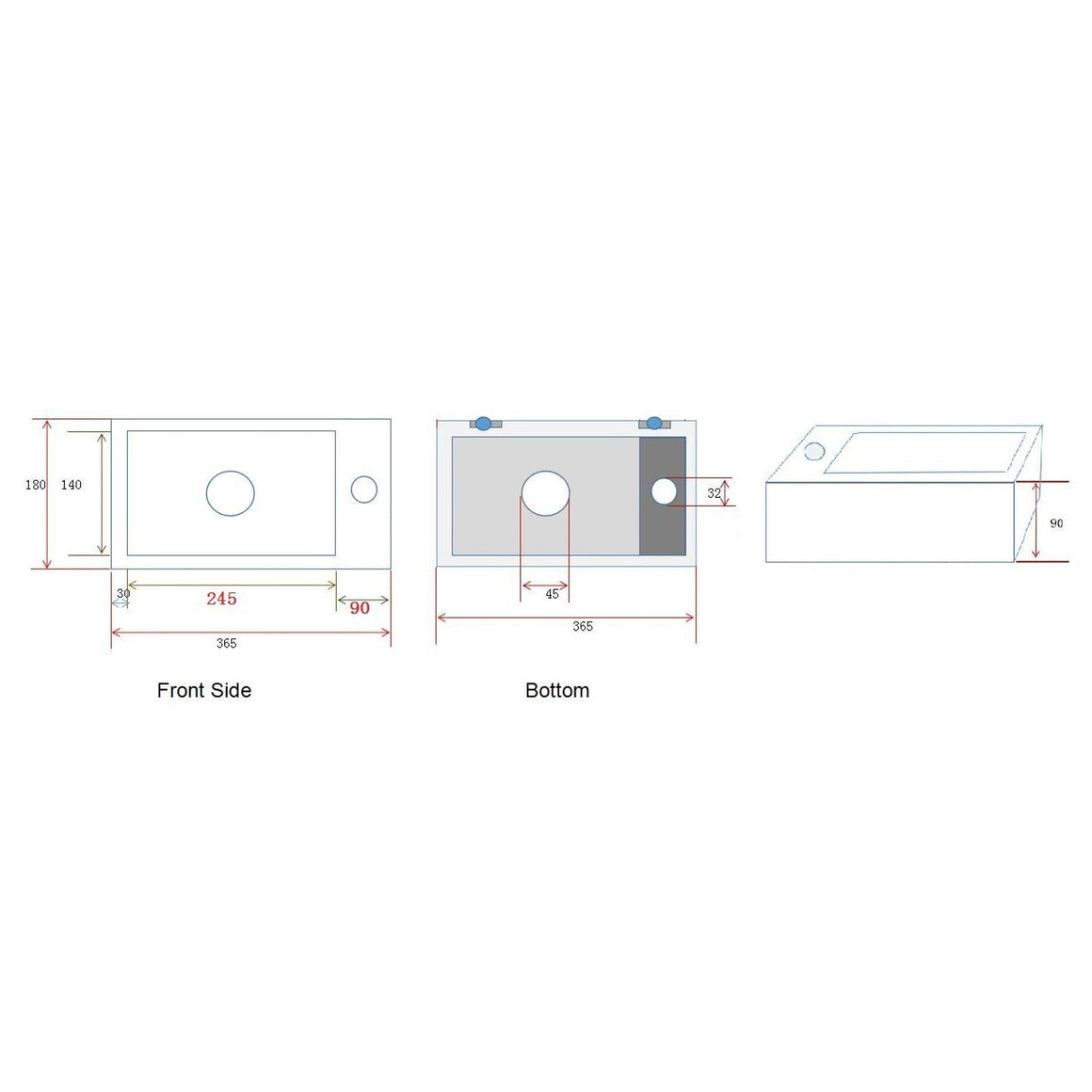 Wiesbaden Fontein Rhea S 36.5 cm - technische tekening #variant_57231963947332