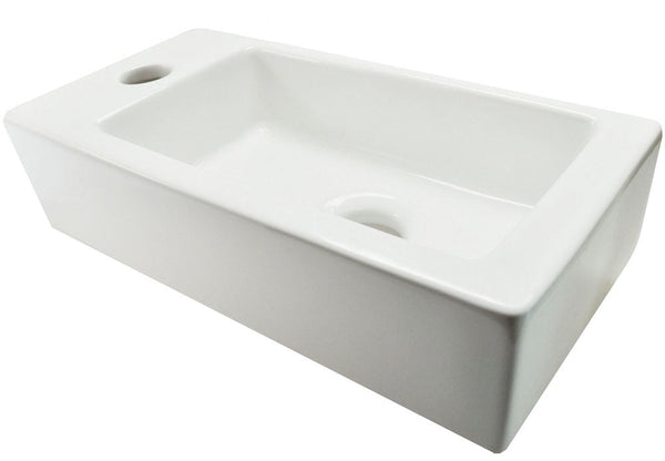 Rhea S mini fontaine gauche 36,5 x 18 x 9 cm céramique brillant blanc