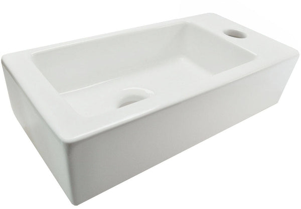 Rhea S mini Brunnen rechts 36,5 x 18 x 9 cm Keramik Glanz weiß