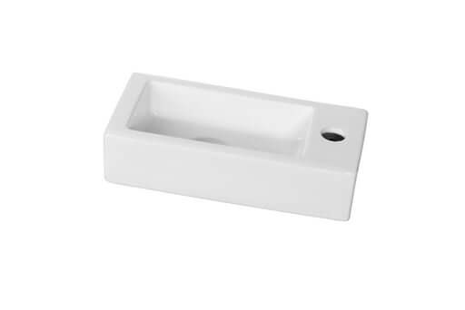 Rhea Mini Rechthoekige Fontein Wiesbaden 36X18X9Cm in Keramiek Wit (Kraangat Rechts)