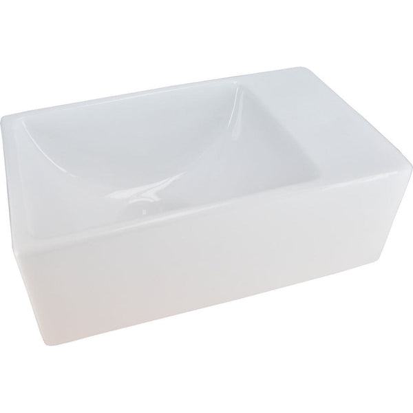 Rhea XXS fontaine sans trou de robinet droite 30,5 x 18 x 11 cm céramique brillant blanc