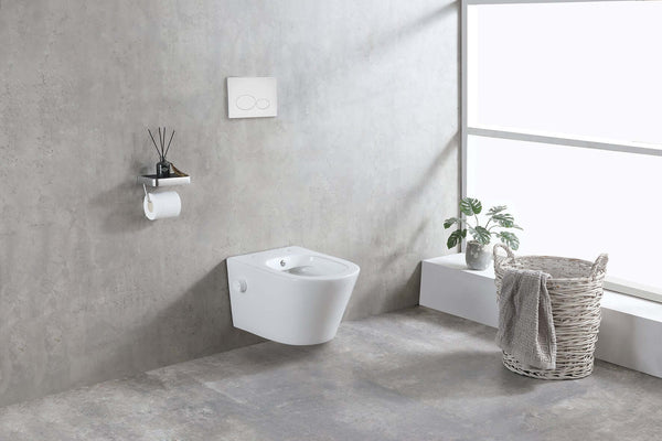 Bidesta Randloos wandtoilet Wiesbaden met bidetkraan koud water in glanzend wit