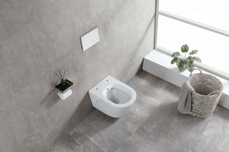 Bidesta Randloos wandtoilet Wiesbaden in glanzend wit, modern design met bidetfunctie voor koud water.