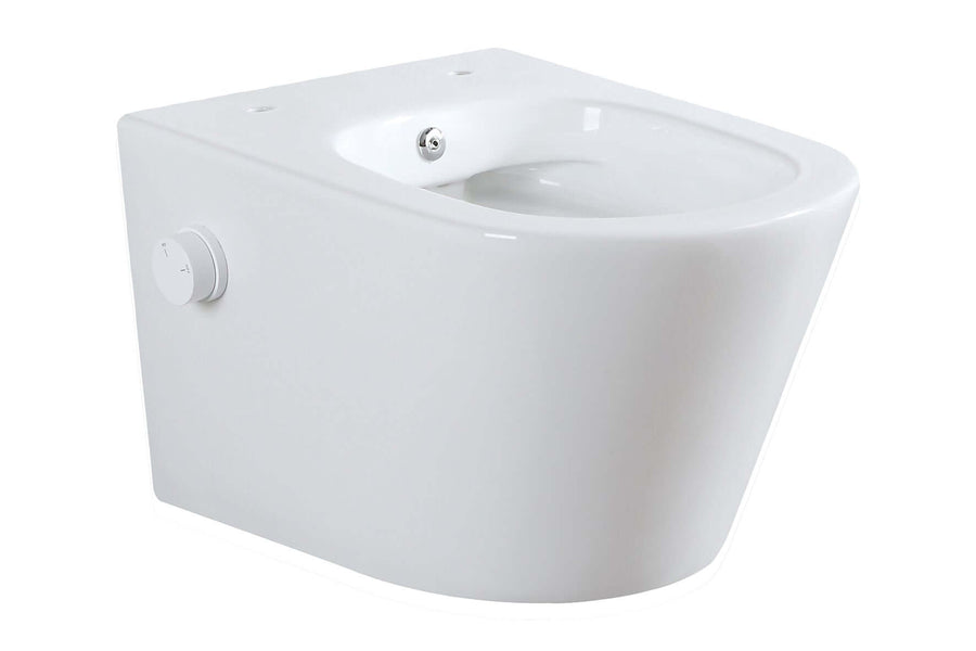 Bidesta Randloos wandtoilet Wiesbaden met bidetkraan koud water in glanzend wit, moderne sanitair oplosssing.