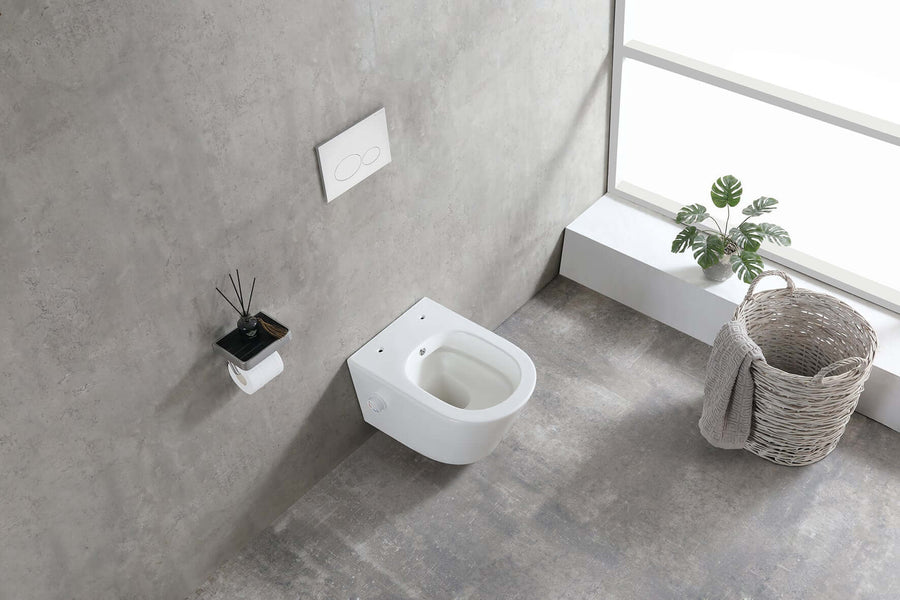 Bidesta randloos wandtoilet Wiesbaden in mat wit, geïntegreerde bidetfunctie in moderne badkamer.