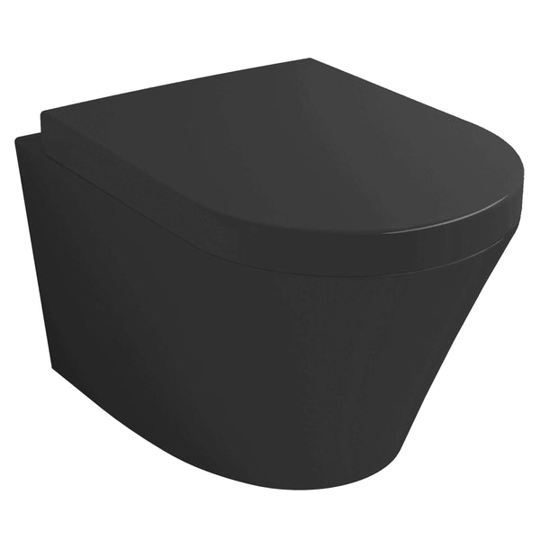 Vesta wandtoilet randlos mit Vesta Toilettensitz Softclose und Quick Release matt schwarz