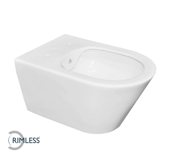 Luxe toilette suspendue sans rebord Wiesbaden 53 cm avec fonction bidet en blanc