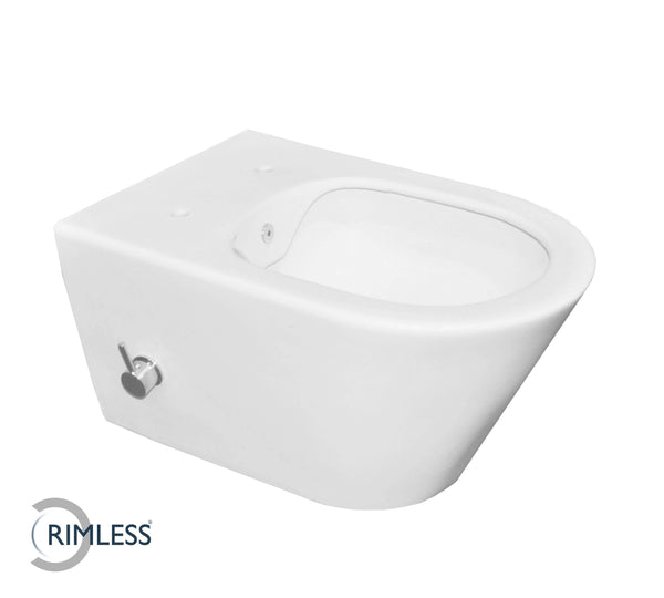 Toilette murale stéréo Randloos 53 cm avec bidet encastré mat blanc Wiesbaden