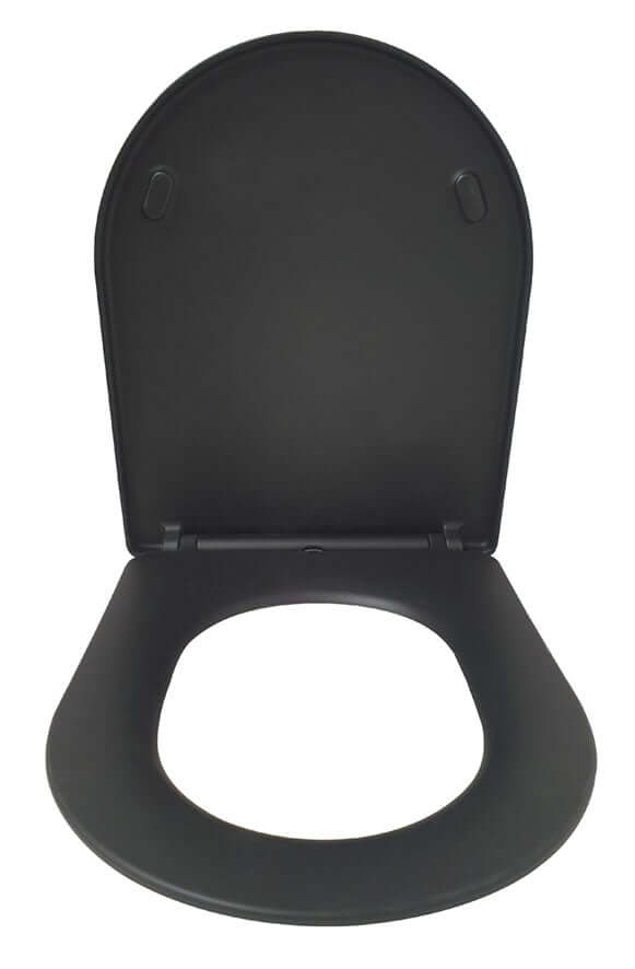 Vesta Shade Slanke Toiletbril Wiesbaden met Soft Close in matzwarte uitvoering.