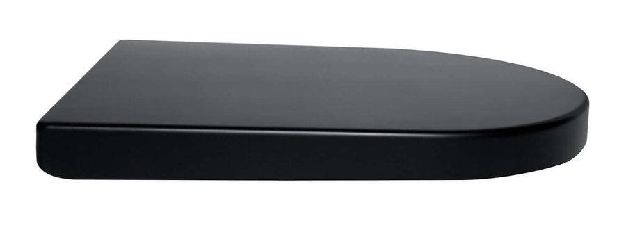 Vesta Soft Close Toiletbril voor Wandtoilet 52 cm Mat Zwart Wiesbaden, hoekige matte zwarte toiletbril.