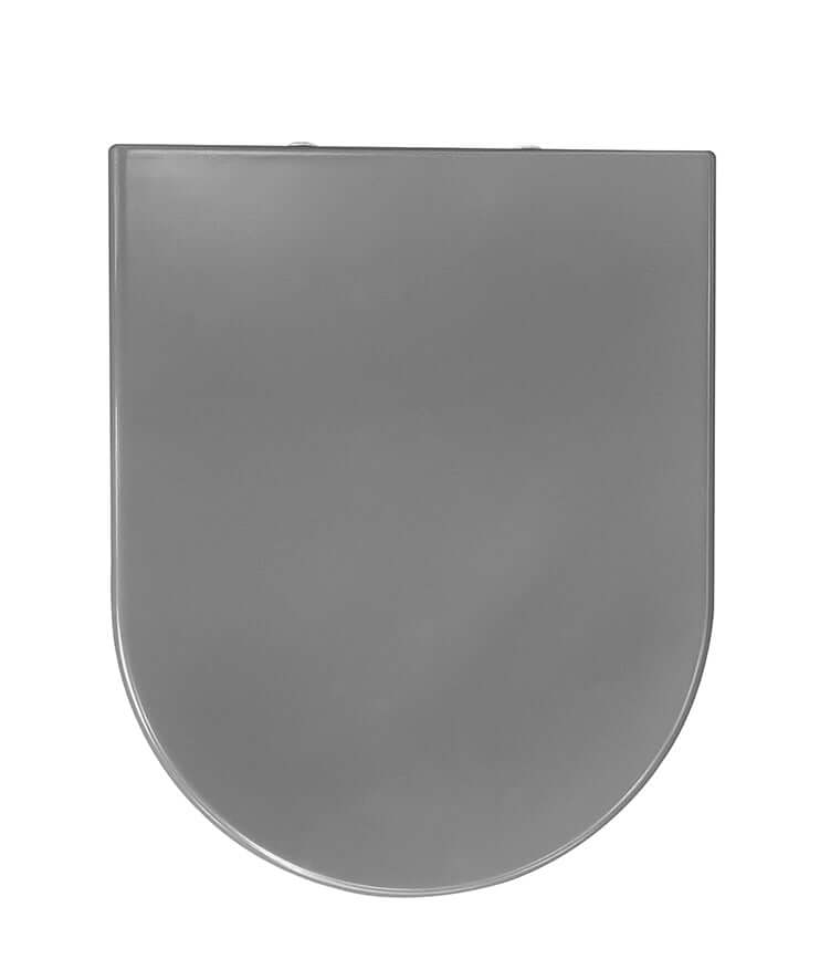 Vesta soft-close toiletbril mat grijs voor wandtoilet 52 cm, eenvoudig te monteren en reinigen.