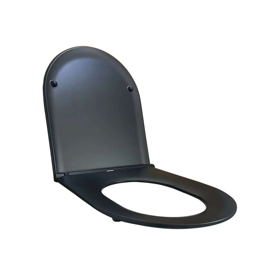 Flatline Toiletbril in mat zwart met softclose en quick release functie van Wiesbaden