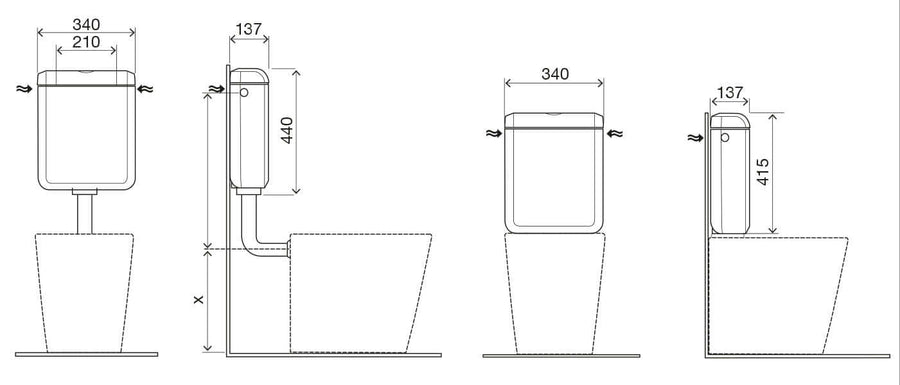 Uniflush Universeel 2-in-1 Toiletreservoir Wiesbaden Kunststof Wit