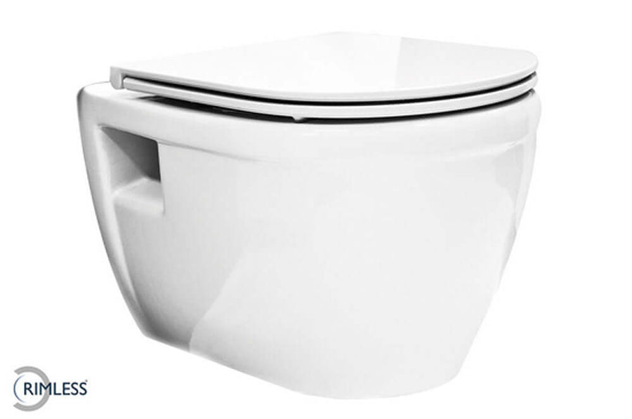Prio Wandtoilet Wiesbaden Washdown Randloos in wit (exclusief zitting)
