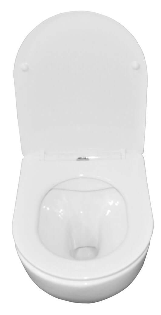 Nibiru randloses Wand-WC mit Toilettensitz Softclose und Schnellverschluss glänzend weiß