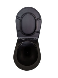 Nibiru randloses Wand-WC mit Toilettensitz Softclose und Schnellverschluss matt schwarz