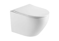 Nibiru randloses Wand-WC mit Toilettensitz Softclose und Schnellverschluss matt weiß