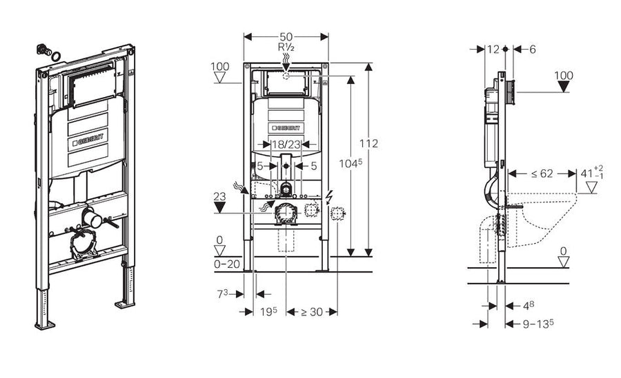 Geberit Duofix UP320 inbouwreservoir detail