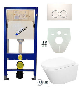 Geberit UP 100 Vesta WC sans rebord + siège + Delta 25 blanc