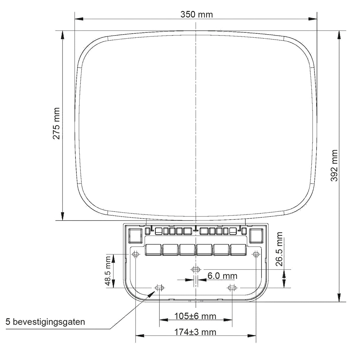Xellanz Serva doucheklapzitje - technische tekening