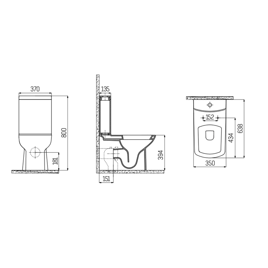 Creavit Lara staand toilet / vloertoilet met bidet – muur/onder-uitgang