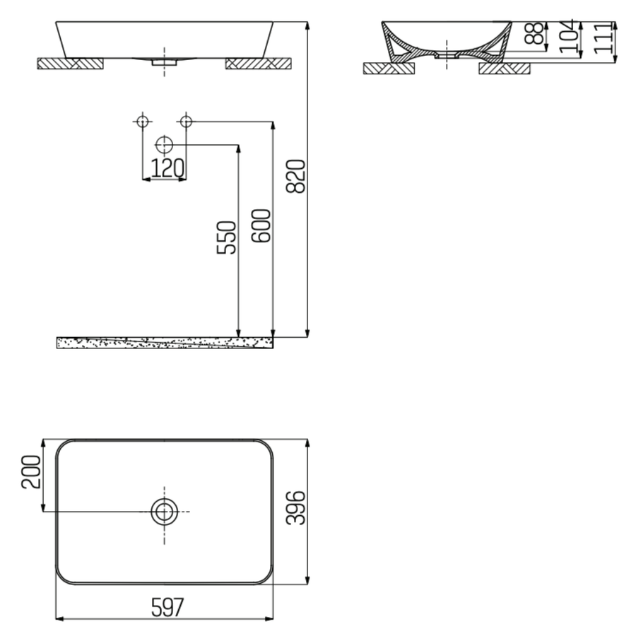 Creavit Ultra Keramische Opbouw Wastafel