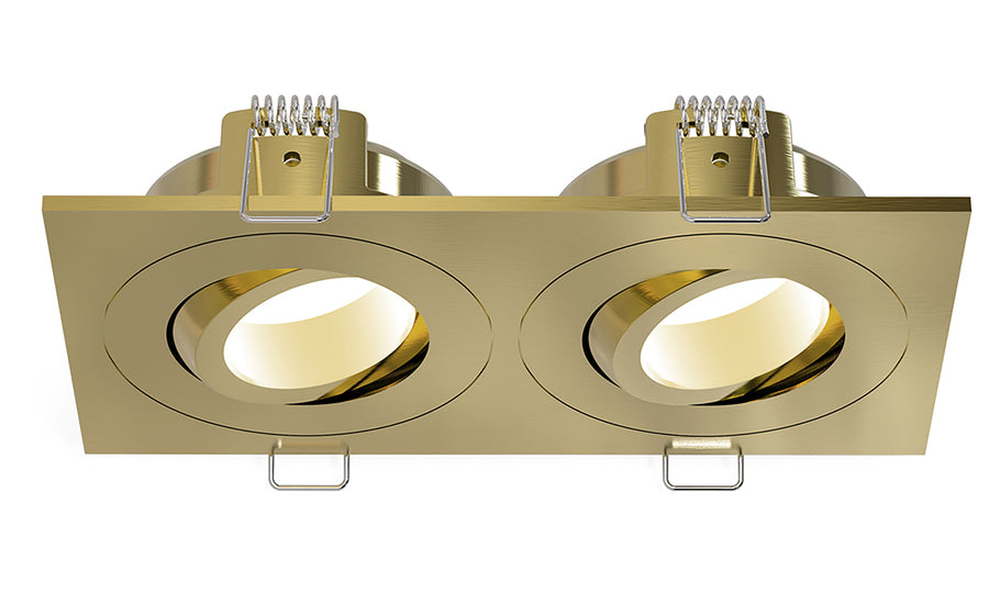 Wiesbaden Spotz inbouwspot dubbel dimbaar IP65 Geborsteld messing - productfoto