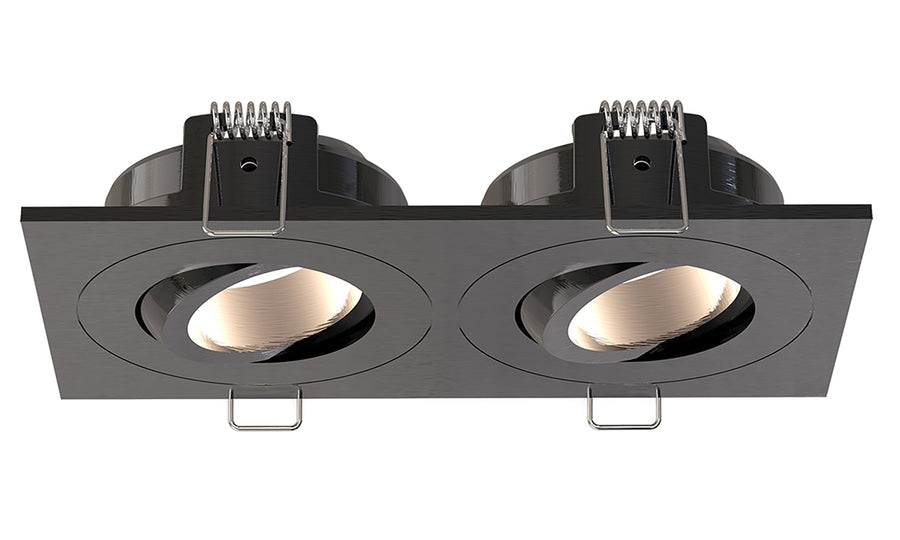 Wiesbaden Spotz inbouwspot dubbel dimbaar IP65 Gunmetal - productfoto